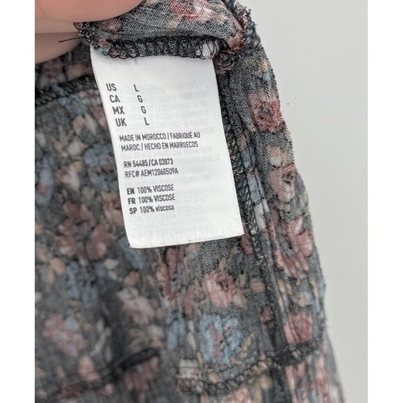 American Eagle Women’s Floral Flowy Toe Sleeve Blouse Sz M Boho Peasant Festival - Picture 7 of 10